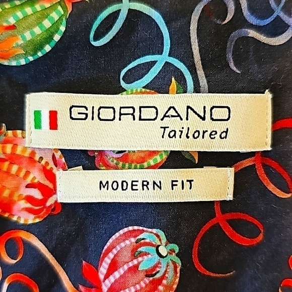 GIORDANO MAGGIORE SABRAS FRUIT PRINT NAVY SHIRT Size 39 - Picture 8 of 14